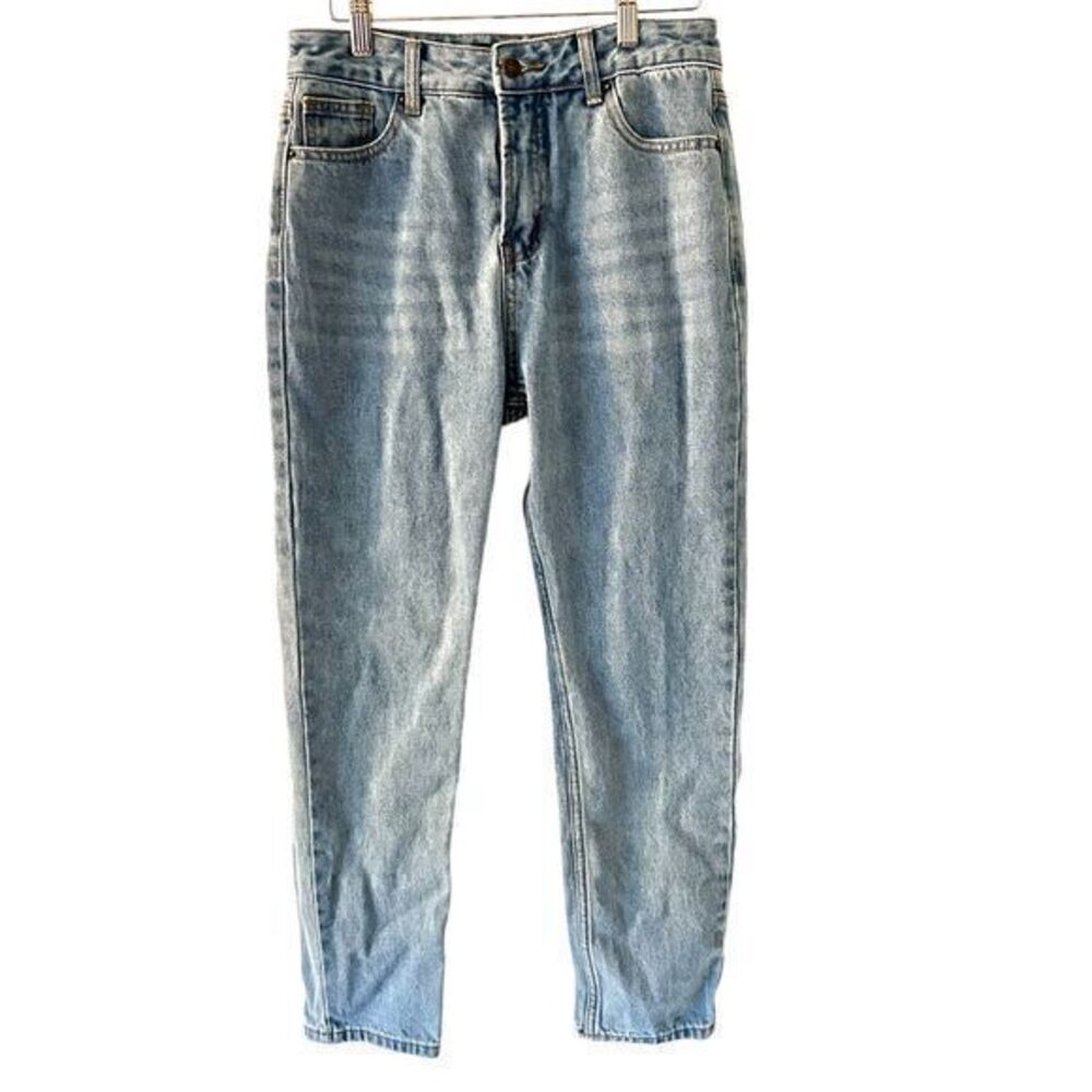 Lioness Australia High Rise Straight Leg Blue Denim Medium Wash Jeans Size M